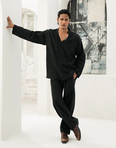 LINEN V-NECK SHIRT